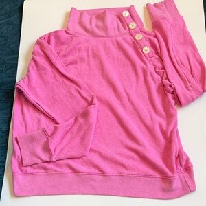 Jcrew small Pink Button-Detail Turtleneck Sweater